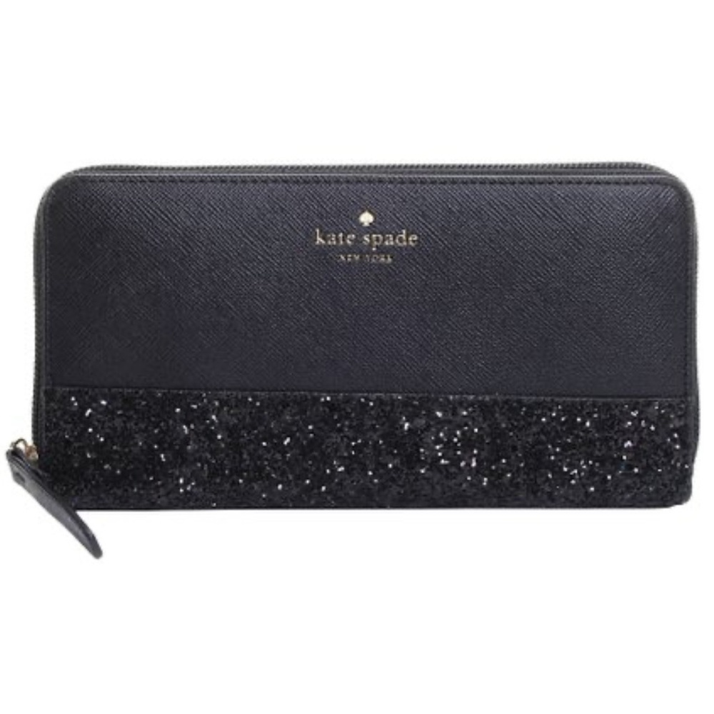 MAKE AN OFFER Kate spade Neda Greta court continental black wallet glitter